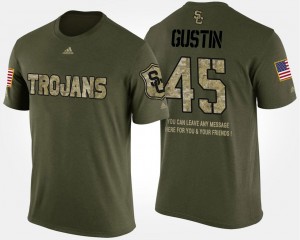 USC Trojans Porter Gustin T-Shirt Military Short Sleeve With Message #45 Camo Mens