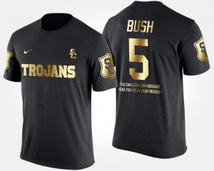 USC Trojans Reggie Bush T-Shirt Gold Limited Black #5 For Men Short Sleeve With Message