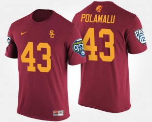 USC Trojans Troy Polamalu T-Shirt Pac-12 Conference Cotton Bowl Bowl Game #43 For Men's Cardinal