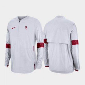 USC Trojans Jacket Mens Quarter-Zip 2019 Coaches Sideline White
