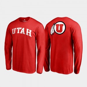 Utah Utes T-Shirt Long Sleeve For Men's Primetime Crimson