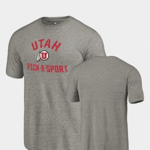 Utah Utes T-Shirt Gray Pick-A-Sport For Men Tri-Blend Distressed