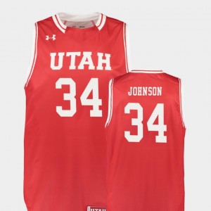 Utah Utes Jayce Johnson Jersey College Basketball #34 Red Men's Replica