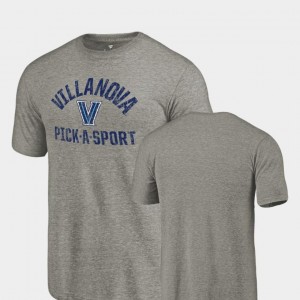 Villanova Wildcats T-Shirt Tri-Blend Distressed For Men's Pick-A-Sport Gray