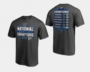 Villanova Wildcats T-Shirt Heather Gray 2018 Dropstep Big & Tall Basketball National Champions For Men's