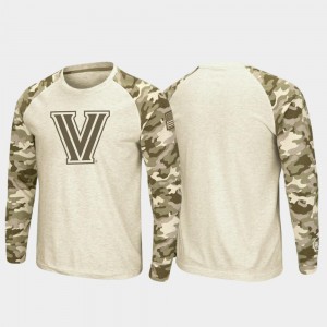 Villanova Wildcats T-Shirt Mens Oatmeal OHT Military Appreciation Raglan Long Sleeve Desert Camo