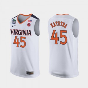Virginia Cavaliers Austin Katstra Jersey 2019 Final-Four White For Men's #45