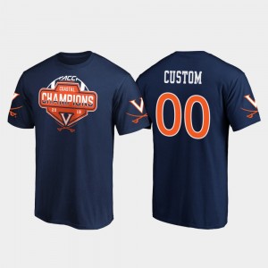 Virginia Cavaliers Customized T-Shirts 2019 ACC Coastal Football Division Champions Navy #00 For Men