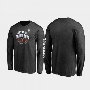 Virginia Cavaliers T-Shirt For Men's Neutral Stiff Arm Long Sleeve Heather Charcoal 2019 Orange Bowl Bound