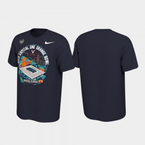 Virginia Cavaliers T-Shirt Illustration 2019 Orange Bowl Bound Navy Men
