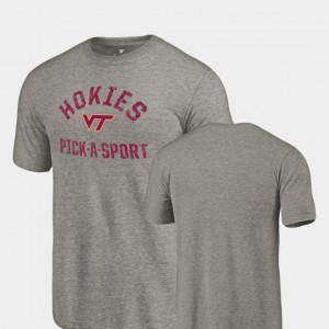 Virginia Tech Hokies T-Shirt Gray For Men Pick-A-Sport Tri-Blend Distressed
