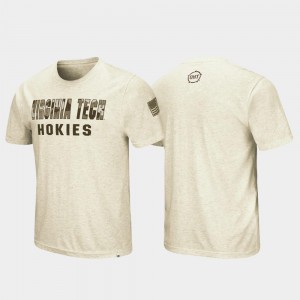 Virginia Tech Hokies T-Shirt Oatmeal Men's Desert Camo OHT Military Appreciation
