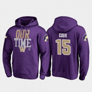 Washington Huskies Alex Cook Hoodie Mens Purple 2019 Rose Bowl Bound #15 Counter