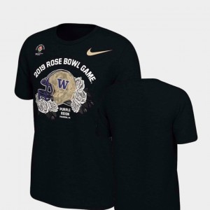 Washington Huskies T-Shirt For Men Black 2019 Rose Bowl Bound Helmet