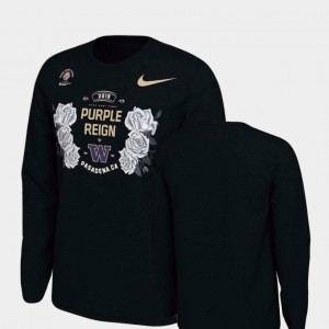 Washington Huskies T-Shirt Men's 2019 Rose Bowl Bound Verbiage Long Sleeve Black