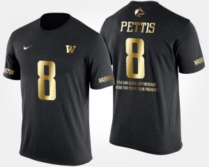 Washington Huskies Dante Pettis T-Shirt Black Gold Limited Short Sleeve With Message Men #8