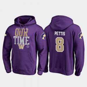 Washington Huskies Dante Pettis Hoodie 2019 Rose Bowl Bound Counter Purple Mens #8