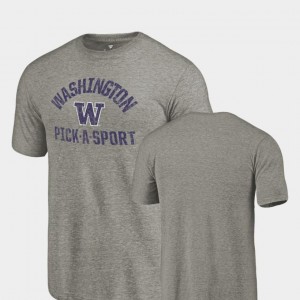 Washington Huskies T-Shirt Gray Tri-Blend Distressed Pick-A-Sport Men