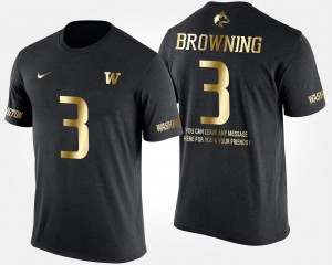 Washington Huskies Jake Browning T-Shirt For Men's Short Sleeve With Message #3 Gold Limited Black