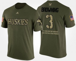 Washington Huskies Jake Browning T-Shirt #3 Short Sleeve With Message Camo Men Military
