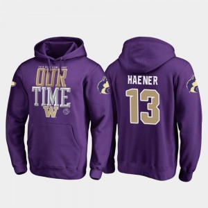 Washington Huskies Jake Haener Hoodie Counter #13 Mens Purple 2019 Rose Bowl Bound