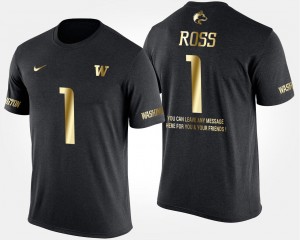 Washington Huskies John Ross T-Shirt Gold Limited Short Sleeve With Message For Men's #1 Black