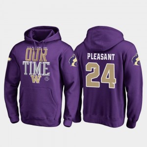 Washington Huskies Kamari Pleasant Hoodie Mens Purple #24 2019 Rose Bowl Bound Counter