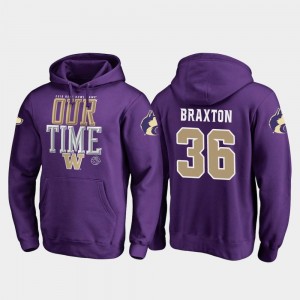 Washington Huskies Malik Braxton Hoodie Men's #36 Purple 2019 Rose Bowl Bound Counter
