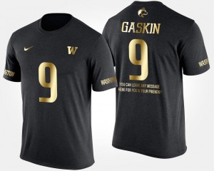 Washington Huskies Myles Gaskin T-Shirt Black Short Sleeve With Message Gold Limited Mens #9
