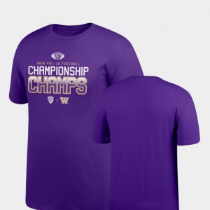 Washington Huskies T-Shirt For Men's 2018 PAC-12 Football Champions Purple Locker Room Big & Tall