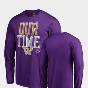 Washington Huskies T-Shirt Men 2019 Rose Bowl Bound Counter Long Sleeve Purple