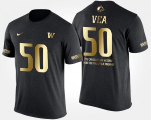 Washington Huskies Vita Vea T-Shirt For Men #50 Short Sleeve With Message Black Gold Limited