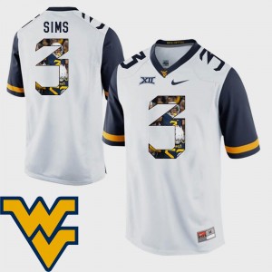 West Virginia Mountaineers Charles Sims Jersey #3 Men's White Football Pictorial Fashion