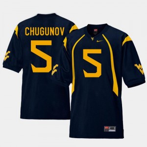 West Virginia Mountaineers Chris Chugunov Jersey Replica Mens #5 College Football Navy