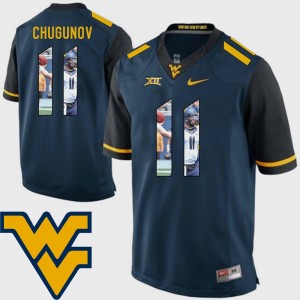 West Virginia Mountaineers Chris Chugunov Jersey #11 For Men's Navy Football Pictorial Fashion