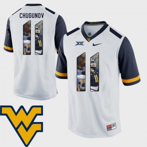 West Virginia Mountaineers Chris Chugunov Jersey White Football Pictorial Fashion Mens #11