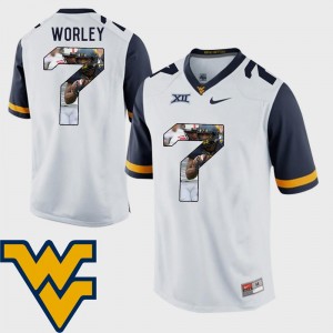 West Virginia Mountaineers Daryl Worley Jersey #7 Mens White Pictorial Fashion Football