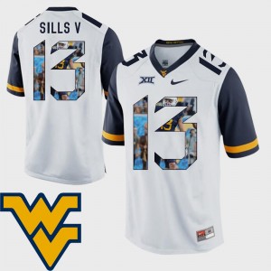 West Virginia Mountaineers David Sills V Jersey #13 Football Pictorial Fashion Men White