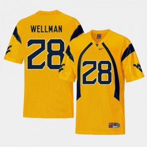 West Virginia Mountaineers Elijah Wellman Jersey Gold College Football Replica #28 Men