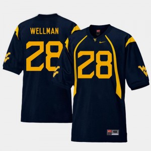 West Virginia Mountaineers Elijah Wellman Jersey #28 Navy College Football Replica For Men's
