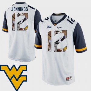 West Virginia Mountaineers Gary Jennings Jersey Pictorial Fashion Men Football #12 White