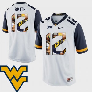 West Virginia Mountaineers Geno Smith Jersey Football Pictorial Fashion White For Men's #12