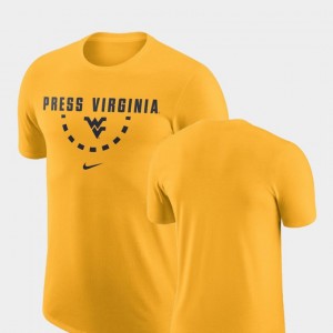 West Virginia Mountaineers T-Shirt Basketball Team Gold For Men's