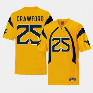 West Virginia Mountaineers Justin Crawford Jersey College Football #25 Gold Men Replica