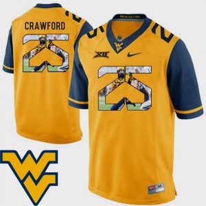 West Virginia Mountaineers Justin Crawford Jersey Pictorial Fashion For Men's Football Gold #25