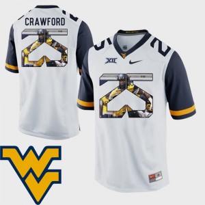 West Virginia Mountaineers Justin Crawford Jersey Football #25 For Men Pictorial Fashion White