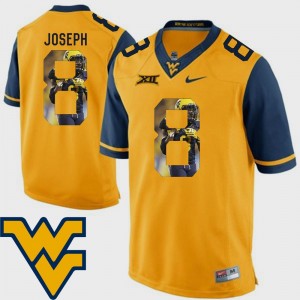 West Virginia Mountaineers Karl Joseph Jersey Pictorial Fashion #8 Gold Men's Football