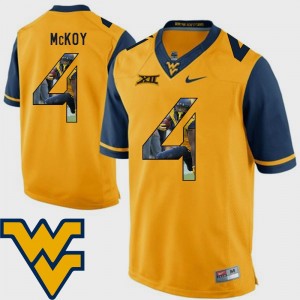 West Virginia Mountaineers Kennedy McKoy Jersey #4 For Men's Football Pictorial Fashion Gold