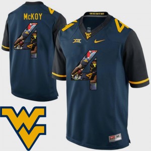 West Virginia Mountaineers Kennedy McKoy Jersey Navy Football Pictorial Fashion For Men's #4
