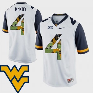 West Virginia Mountaineers Kennedy McKoy Jersey #4 Men Football Pictorial Fashion White